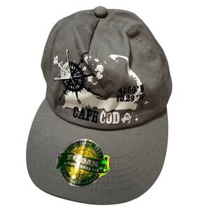 Cape Cod Map Compass Baseball Cap Gray Adjustable Strap Elidan Premium Headwear